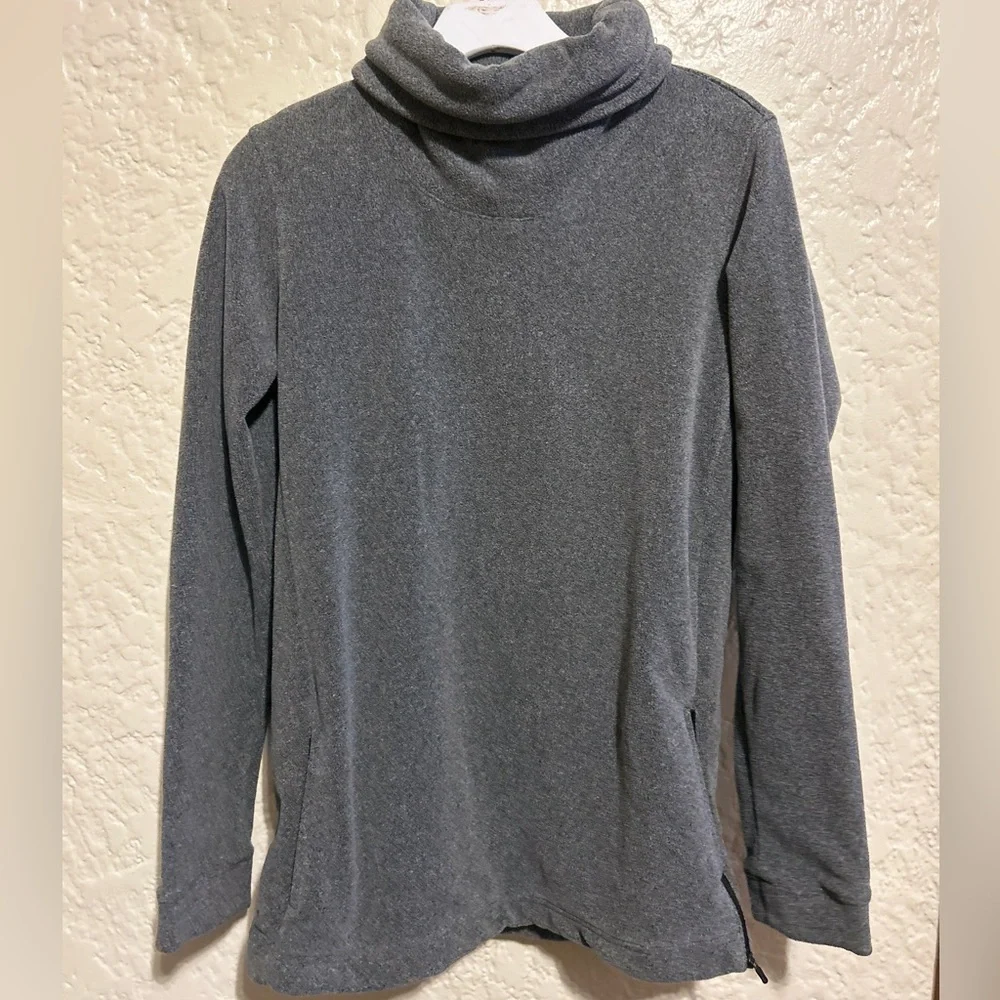Nike Therma‎ Dri-Fit Tunic Cozy Gray Cowl Neck Sweater pocket fleece size Small